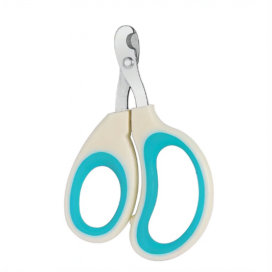 Pet nail clippers with turquoise handles on a white background
