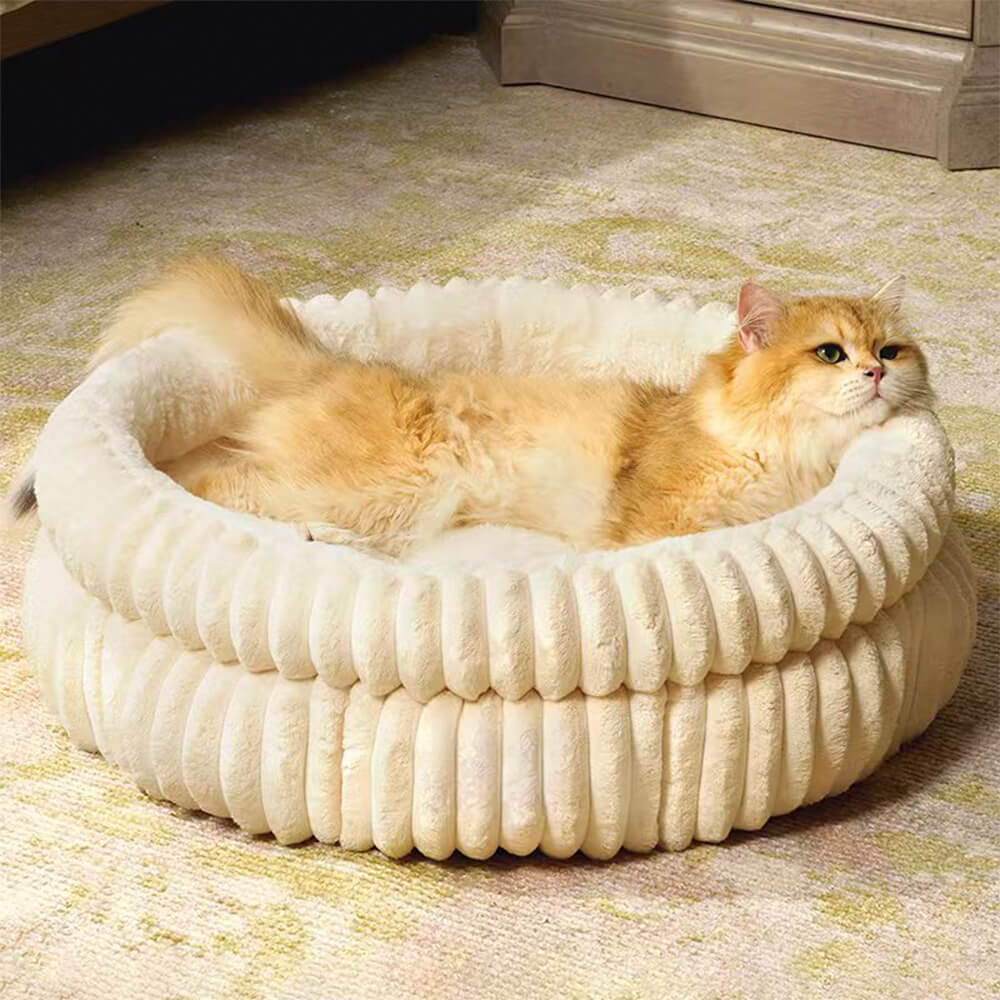 Plush Ribbed Donut Cushion