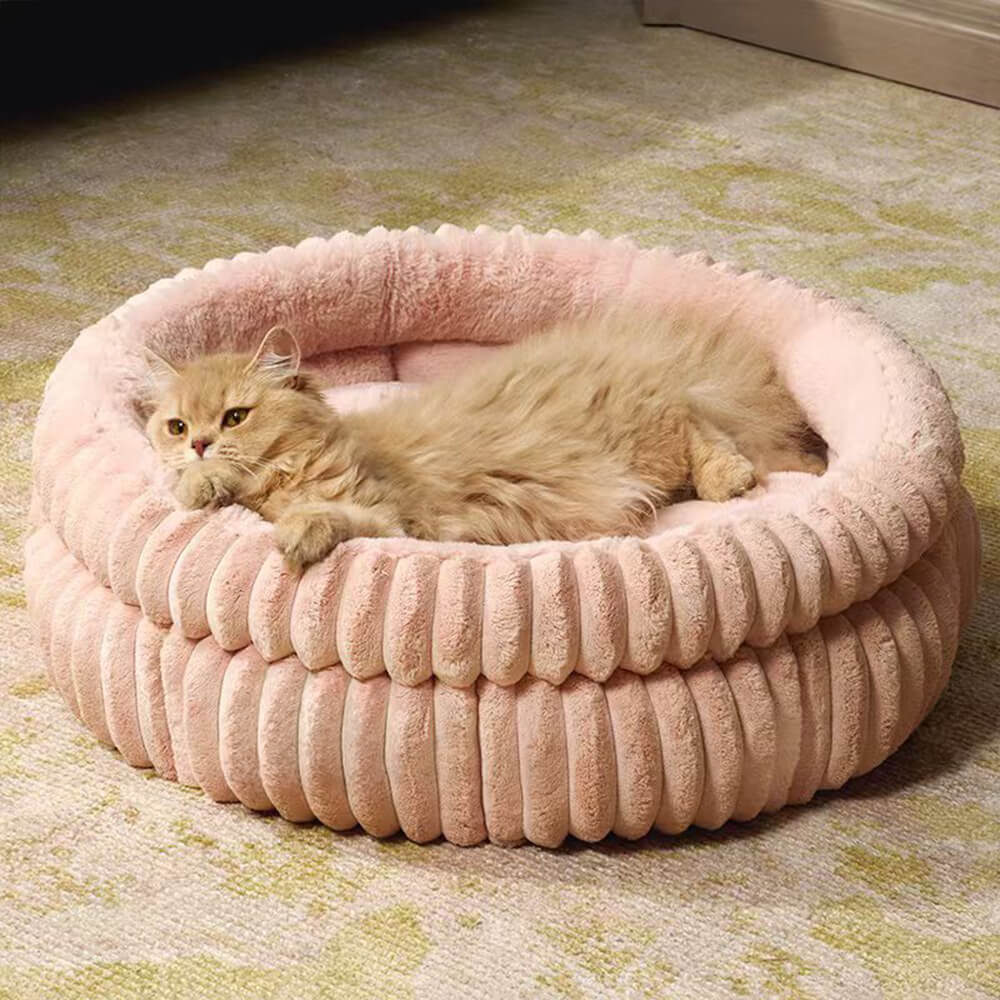 Plush Ribbed Donut Cushion