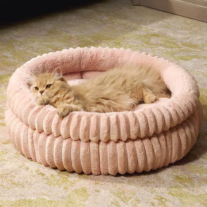Plush Ribbed Donut Cushion