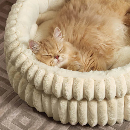 Plush Ribbed Donut Cushion