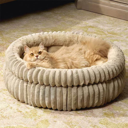 Plush Ribbed Donut Cushion
