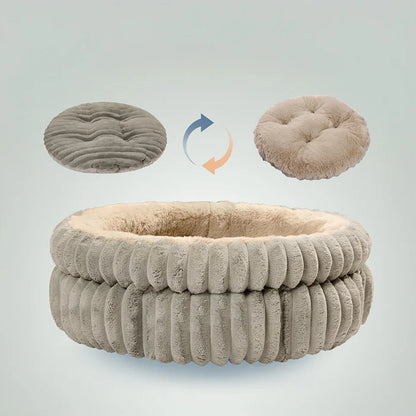 Plush Ribbed Donut Cushion