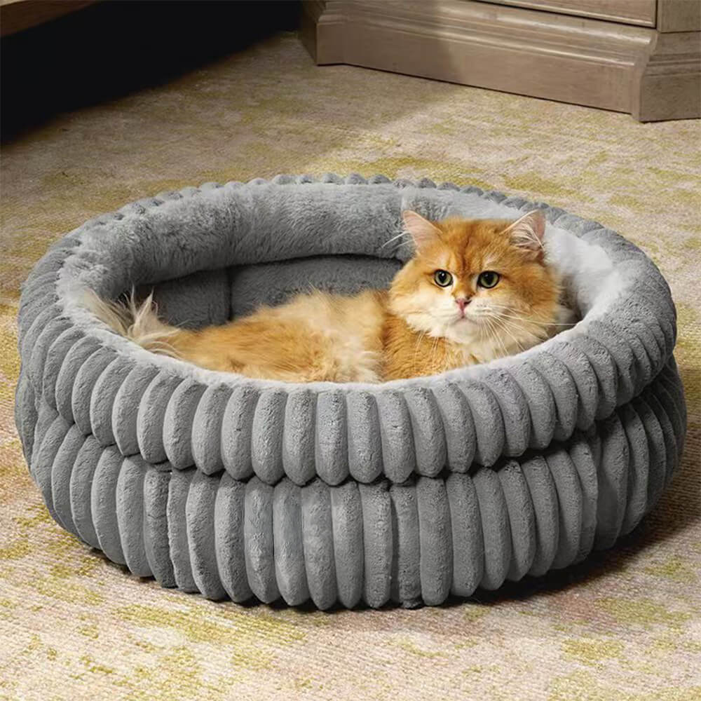 Plush Ribbed Donut Cushion